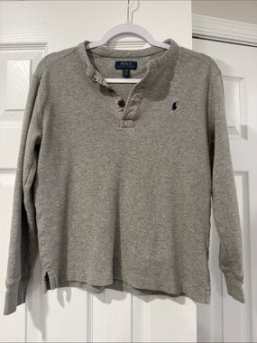 Polo by Ralph Lauren Heather Gray Henley Crewneck Sweater